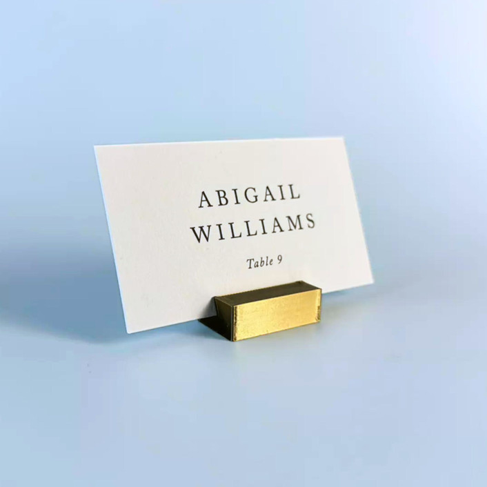 Brass Color Rectangle Place Card Holder, Set of 25 Place Card Holders