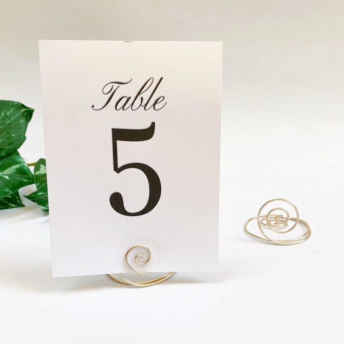 Champgne Gold Wire Spiral Table Number Card Holder, Set of 5 Place Card