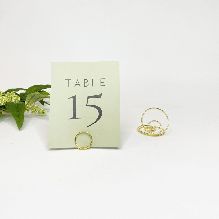 Gold Wire Circle Table Number Card Holder, Set of 5 Place Card Holders