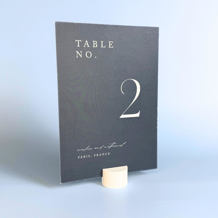 White Circle Table Number Holder, Set of 5 Place Card Holders by Corduroy Effect Minted