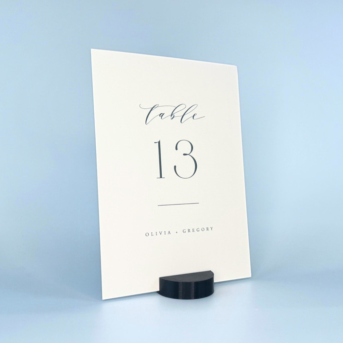 Black Round Table Number Holder, Set of 5 Place Card Holders by Corduroy Effect Minted