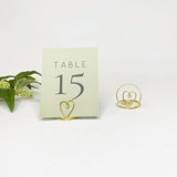 Gold Wire Heart Table Number Card Holder, Set of 5 Place Card Holders