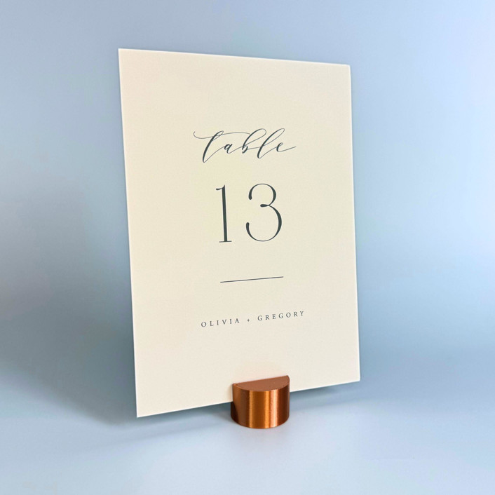 Copper Color Circle Table Number Holder, Set of 5 Place Card Holders by Corduroy Effect Minted