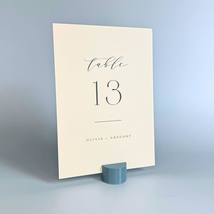 Dusty Blue Circle Table Number Holder, Set of 5 Place Card Holders by Corduroy Effect Minted