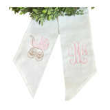 Custom Embroidered Baby Carriage Wreath Sash with Monogram Wreaths