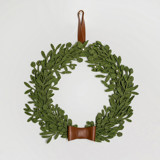 Small green felt Christmas wreath with leather ribbon Wreaths