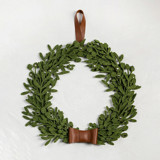 Big green felt Christmas wreath with leather ribbon Wreaths