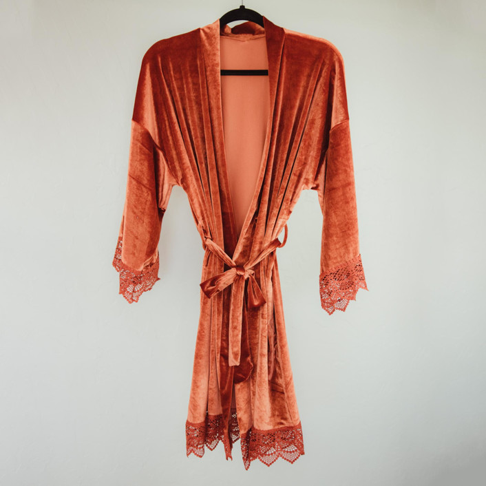 Rust Orange Velvet Robe Robes by Jordan Perry | Minted