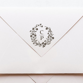 SELF-INK 'Alpine Meadow' Custom Monogram Stamp |  Ground Espresso Ink Color | 2 Letters Rubber Stamps