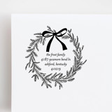 Christmas Wreath Return Address Stamp - Wood Handle Stamp Address Stamps