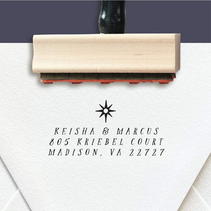 Custom Return Address Stamp Mid Century North Star Design Address