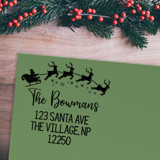 Custom Santa's Sleigh Address Stamp | Self-Inking | Black Ink Address Stamps
