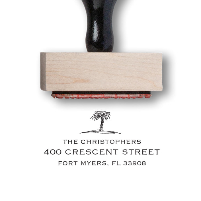 Custom Return Address Stamp | Palm Tree Address Stamp | Wooden Rubber ...