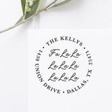 Fa La La Holiday Return Address Stamp, Round Self Inking Address Stamps