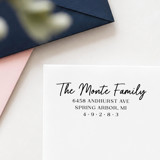 Brushed Family Stamp - Modern Script Address Stamp | Wood Handle Stamp Address Stamps