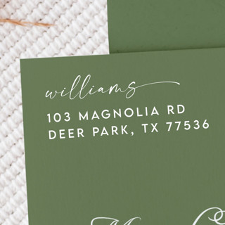 White Ink Script Family Address Stamp Left-Aligned | Wooden Stamp Set Address Stamps