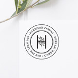 Floral Monogram Return Address Stamp, Round Self Inking Address Stamps