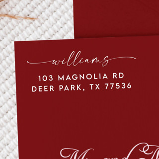 White Ink Script Family Address Stamp Centered | Wooden Stamp Set Address Stamps