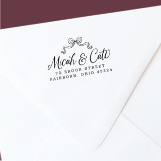 Custom Return Address Stamp | Victorian Bow Design | Self-Inking Address Stamps