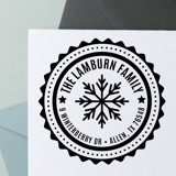 Custom Snowflake Badge Return Address Stamp | Wood Handle Stamp Address Stamps