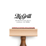 Retro Script Stamp - Vintage Signature Address Stamp | Wood Handle Stamp Address Stamps