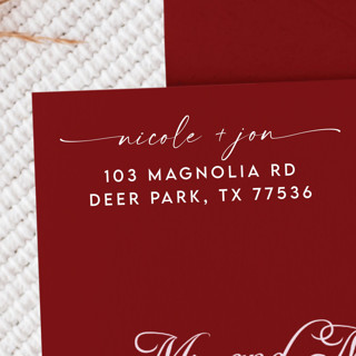 White Ink Script Couple Address Stamp Centered | Wooden Stamp Set Address Stamps