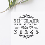 Art Deco Return Address Stamp, Round Self Inking Address Stamps