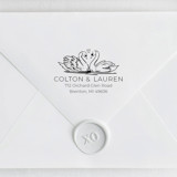 Swan Return Address Stamp - Romantic Wedding Invitation Address Stamp Address Stamps