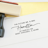 Future Mr. and Mrs. Return Address Stamp | Wood Handle Stamp Address Stamps