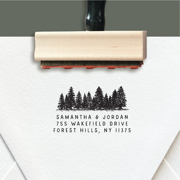 Custom Return Address Stamp Tree Line Design Forest Wedding Address