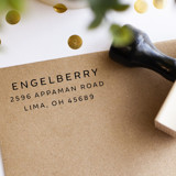Modern Minimalistic Custom Address Stamp in All Caps | Wood Handle Stamp Address Stamps