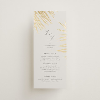 Gilded Palm Foil-Pressed Tall Wedding Weekend Itinerary Cards