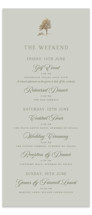 Country Elegance Foil-Pressed Tall Wedding Weekend Itinerary Cards