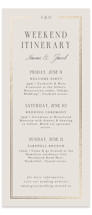 Grace Foil-Pressed Tall Wedding Weekend Itinerary Cards