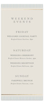 Emma Foil-Pressed Tall Wedding Weekend Itinerary Cards