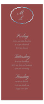 Scallop Frame Foil-Pressed Tall Wedding Weekend Itinerary Cards
