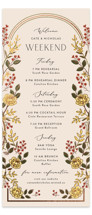 Mid-century Japanese Floral Foil-Pressed Tall Wedding Weekend Itinerary Cards