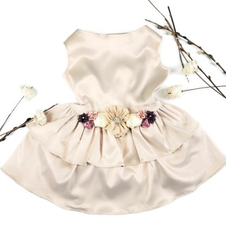 Beige and blush dog dress (Medium) Wedding Pet Apparel