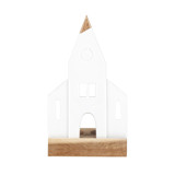 Porcelain & Acacia Village Tealight - Church Christmas Decorations