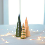 Set of Three Hand-Turned Christmas Trees Christmas Decorations