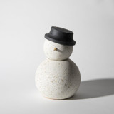 Snowman Terrazzo Concrete Figurine with Brass Accent Christmas Decorations