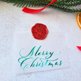 Merry Christmas Vellum Tag with Wax Seal - Green & Red - Set of 10 Calligraphed Tags Holiday Gift Tags