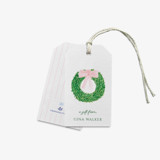Personalized Wreath with Pink Bow Gift Tags (Set of 24) Holiday Gift Tags