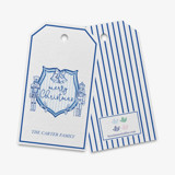 Personalized Blue Nutcracker Christmas Crest Gift Tags (Set of 24)