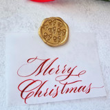 Merry Christmas Vellum Tag with Wax Seal - Red & Gold- Set of 10 Calligraphed Tags Holiday Gift Tags